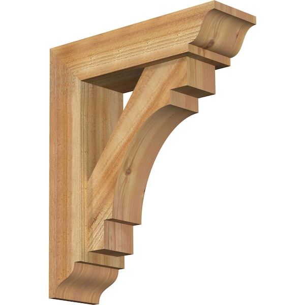 Ekena Millwork Merced Traditional Rough Sawn Bracket w/ Offset Brace, Western Red Cedar, 6"W x 20"D x 24"H BKT0604X20X24MRC01RWR - main